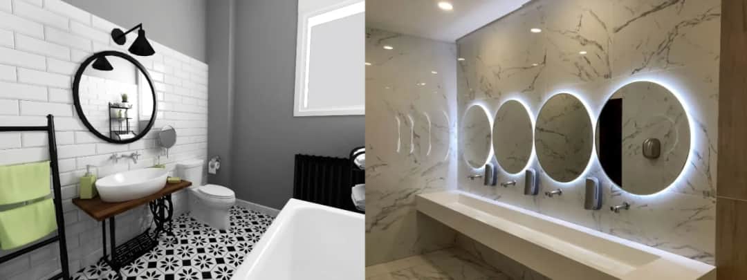 Jakie oświetlenie do okrągłego lustra, aby uniknąć złego efektu?